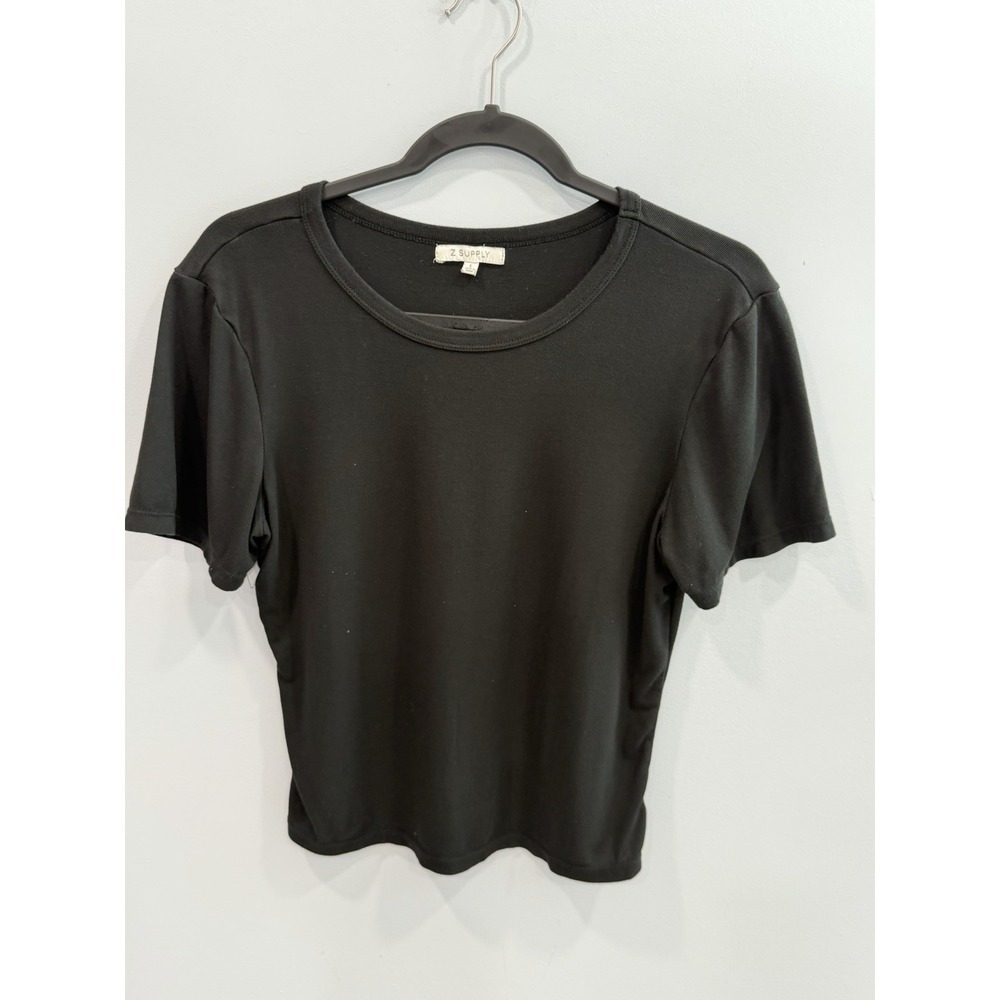 Z Supply Black Crew Neck Tee Large Super Soft Stretch Short Sleeve Casual Top